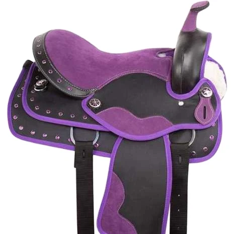 Сиденье для верховой езды из натуральной воловьей кожи фиолетового