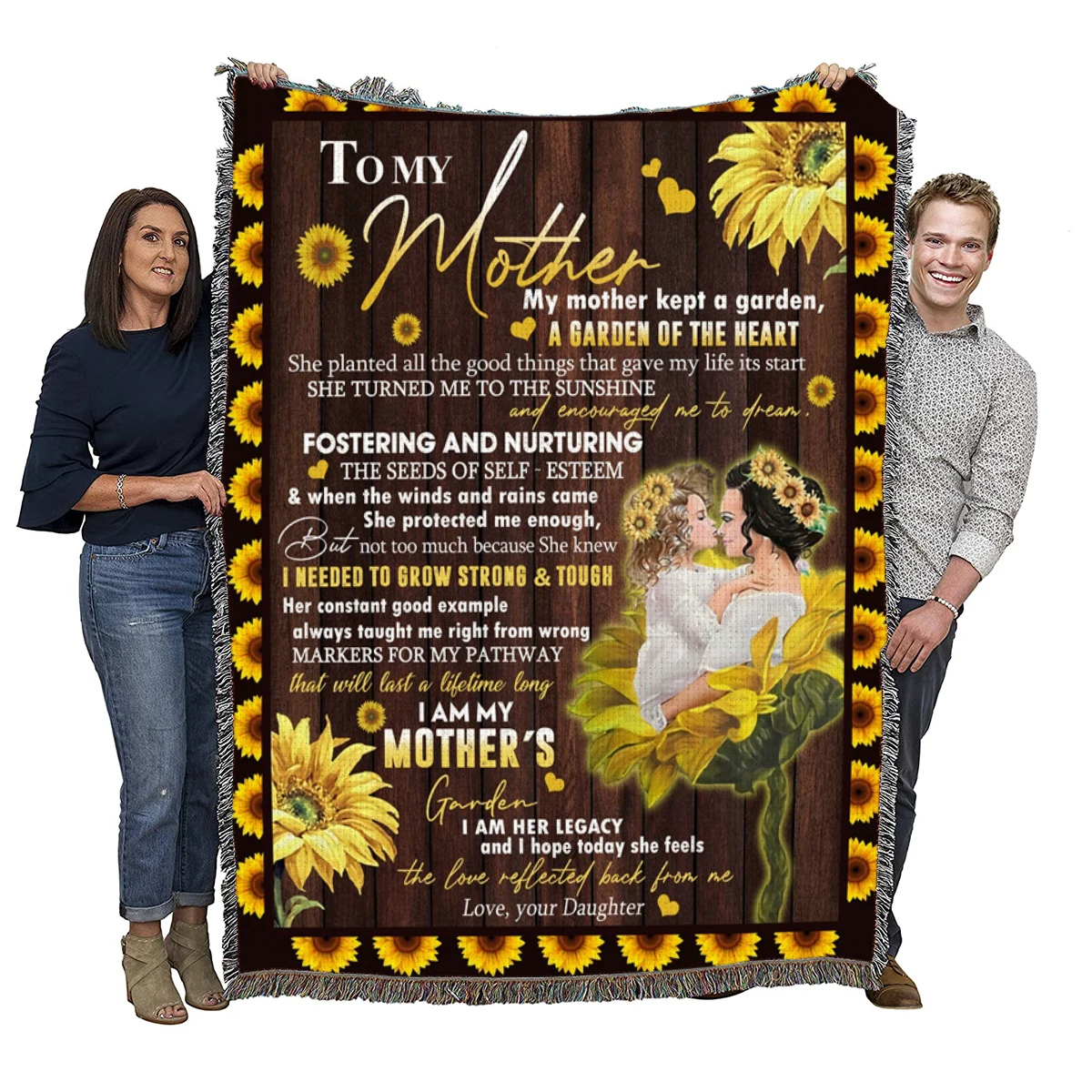 
To My Mom Mother Sunflowers Woven Blanket Throw Woven Cotton Wholesale Drop Shipping 