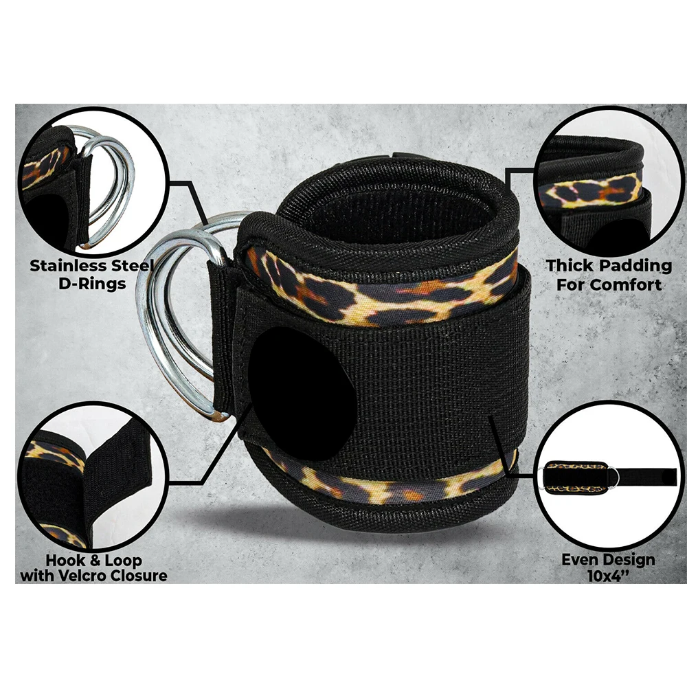 Fitness weightlifting padded ankle strap ankle protector D ring gym ankle support strap