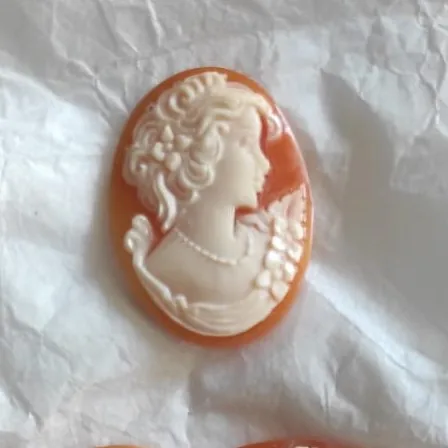 Loose Cornelian Shell Cameos carnelian cameo with lady and flowers from italy oval cut handmade vintage victorian style no resin