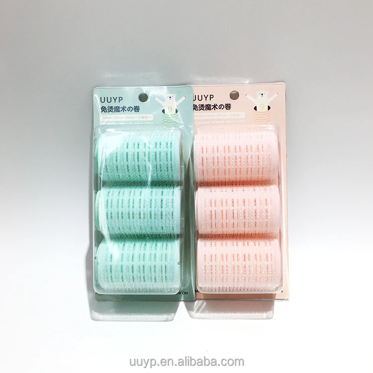 Magic Tape Hairdressing Rollers Curlers Self-Adhesive Velvet Flocking Mesh Plastic Wave Curly Hair Rollers