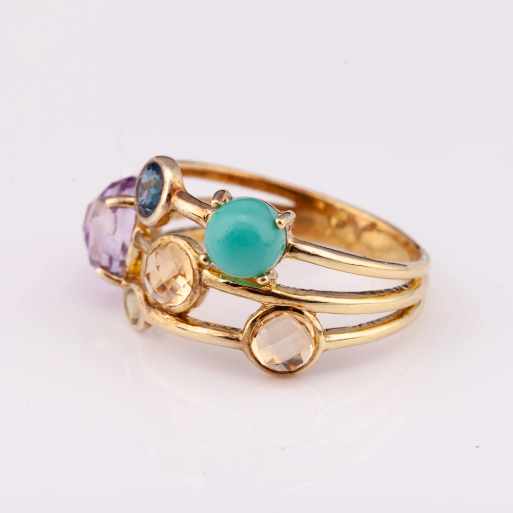 High Fashion Jewelry Silver 925 14K gold plated elegant natural gemstone ring high quality factory price