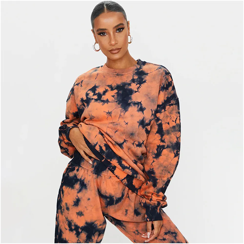Custom Ladies Tracksuits Joggers Suits Set Track Suits Sweat Suit Womens Tie Dye 2 Piece Set Wholesale