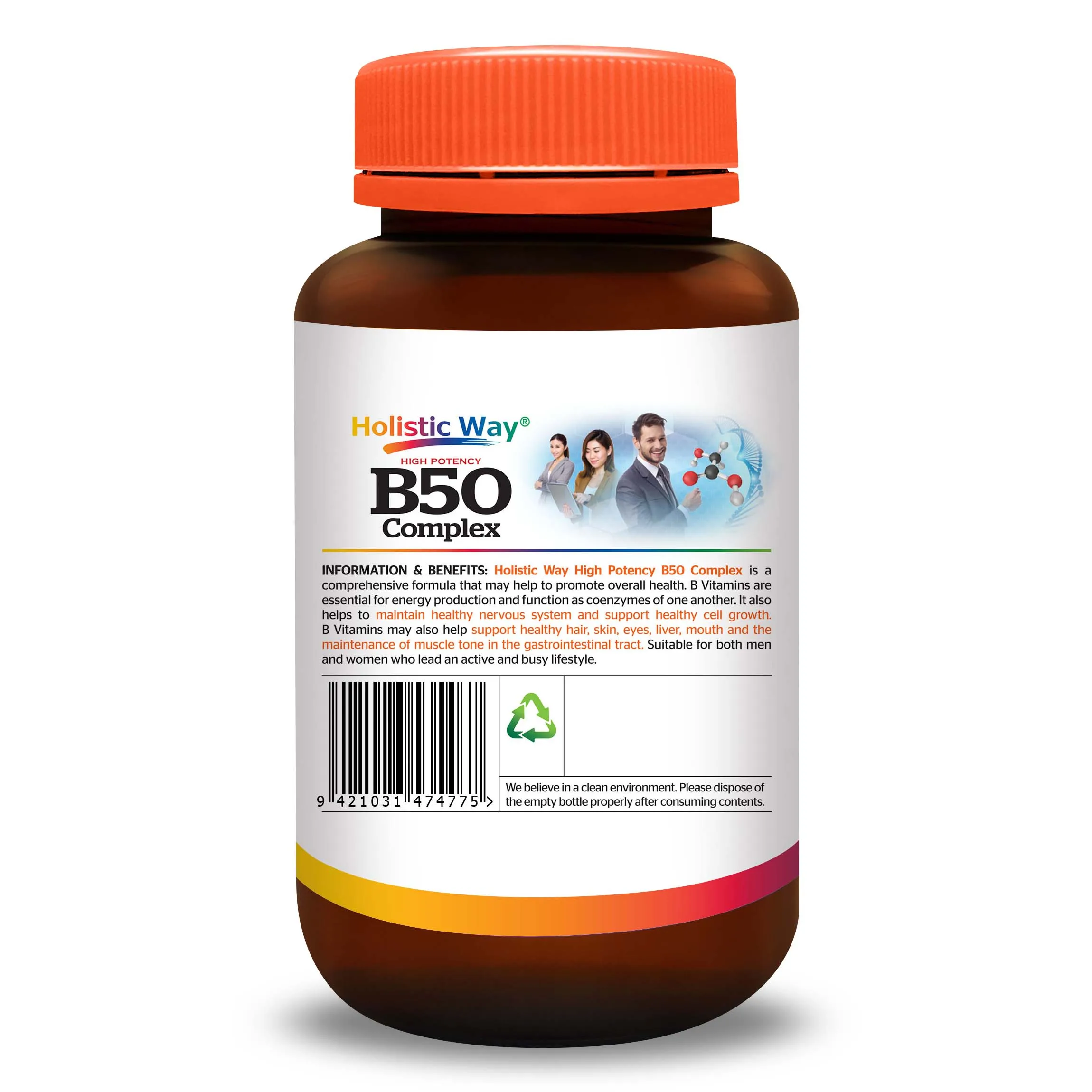 43g Health Care Product Providing Energy Holistic Way High Potency B50 Complex With 60 Vegetarian Capsules