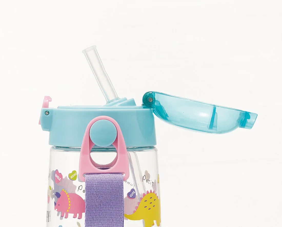 Japan 500ml cartoon Transparent Clear plastic water bottle with Straw for children PDSH5 HAPPY & SMILE-01