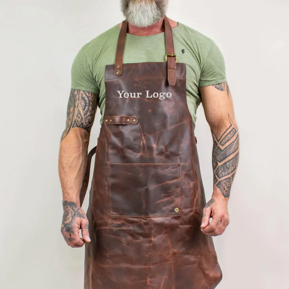 Многофункциональные фартуки из натуральной кожи, регулируемые, для уборки, с несколькими карманами, большие размеры