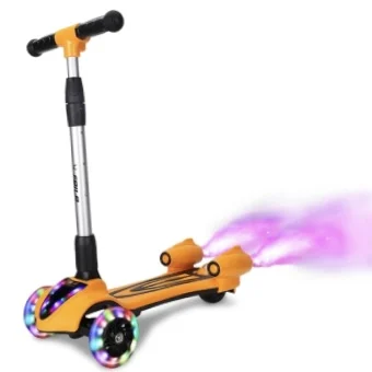 2 in 1 Kick Scooter with Removable Foldable Seat Great Adjustable Height Extra-Wide Deck PU Flashing 3 Wheels Kids Scooter