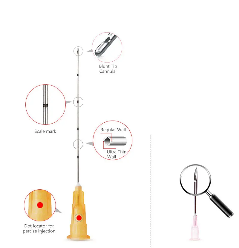 Manufacturing painless surgical medical sterile blunt cannula needle micro tip cannula needle for dermal filler hyaluronic acid