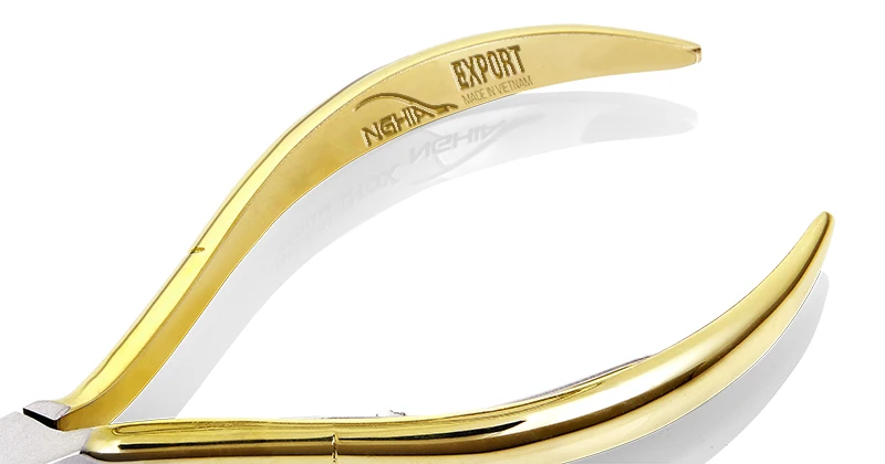 Stainless Steel Gold Plated Export Cuticle Nipper C-02G NGHIA NIPPERS High Quality Colorful Ladies Nippers Gift Set Vietnam OEM