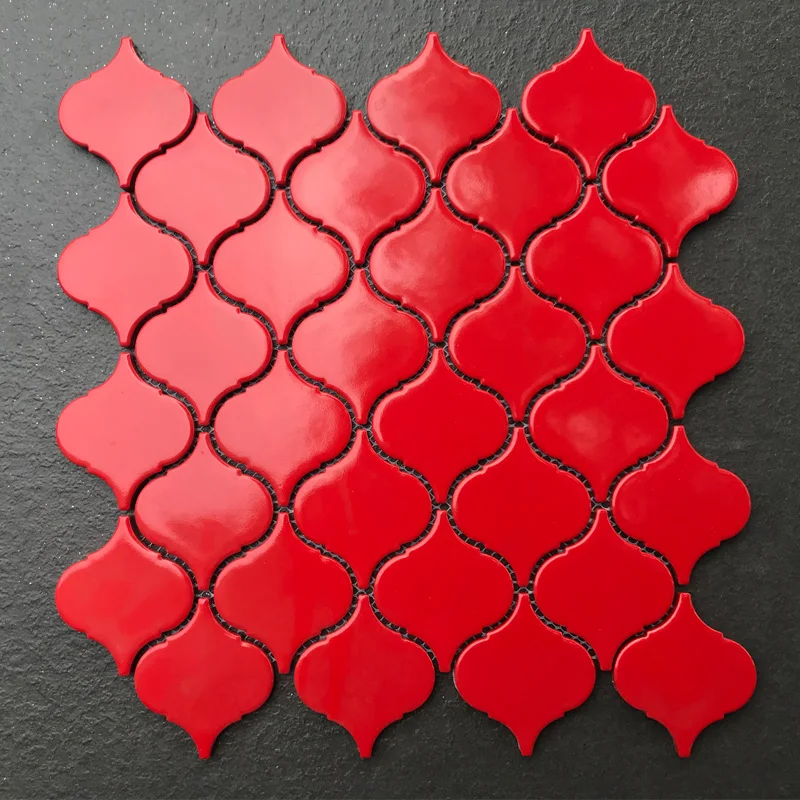 Premium mixed color lantern arabesque ceramic mosaic kitchen floor tile