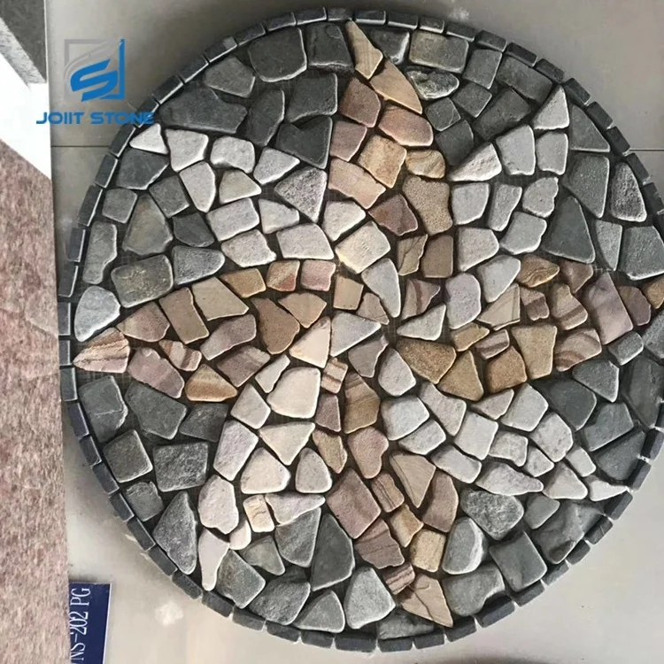 Outdoor Slate Mosaic Tiles Stone Mesh Paver For Flooring