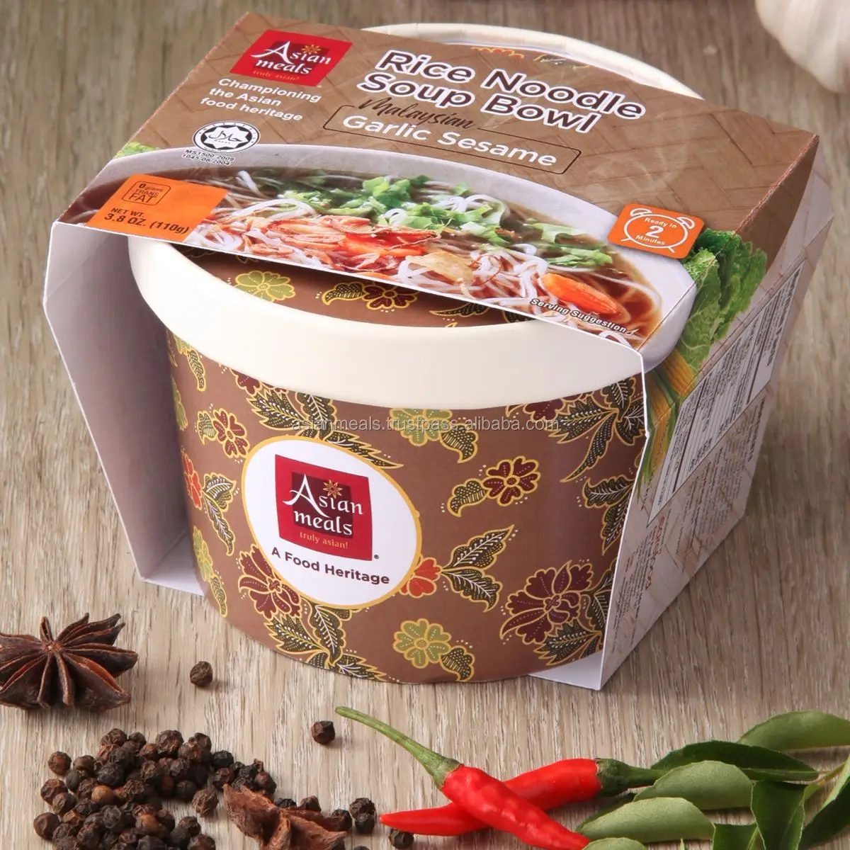 Rich In Aroma Rice Noodle Soup Bowl with Garlic Sesame Halal Instant Healthy Soup Brand For Homecook And Ready To Cook