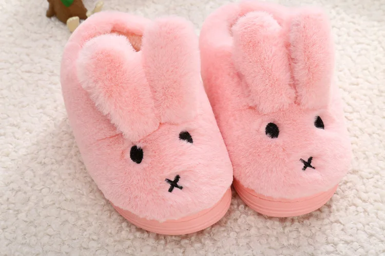 
Wholesale 1-3 years baby lovely rabbit ears indoor anti-slip kids plush slipper for winter 