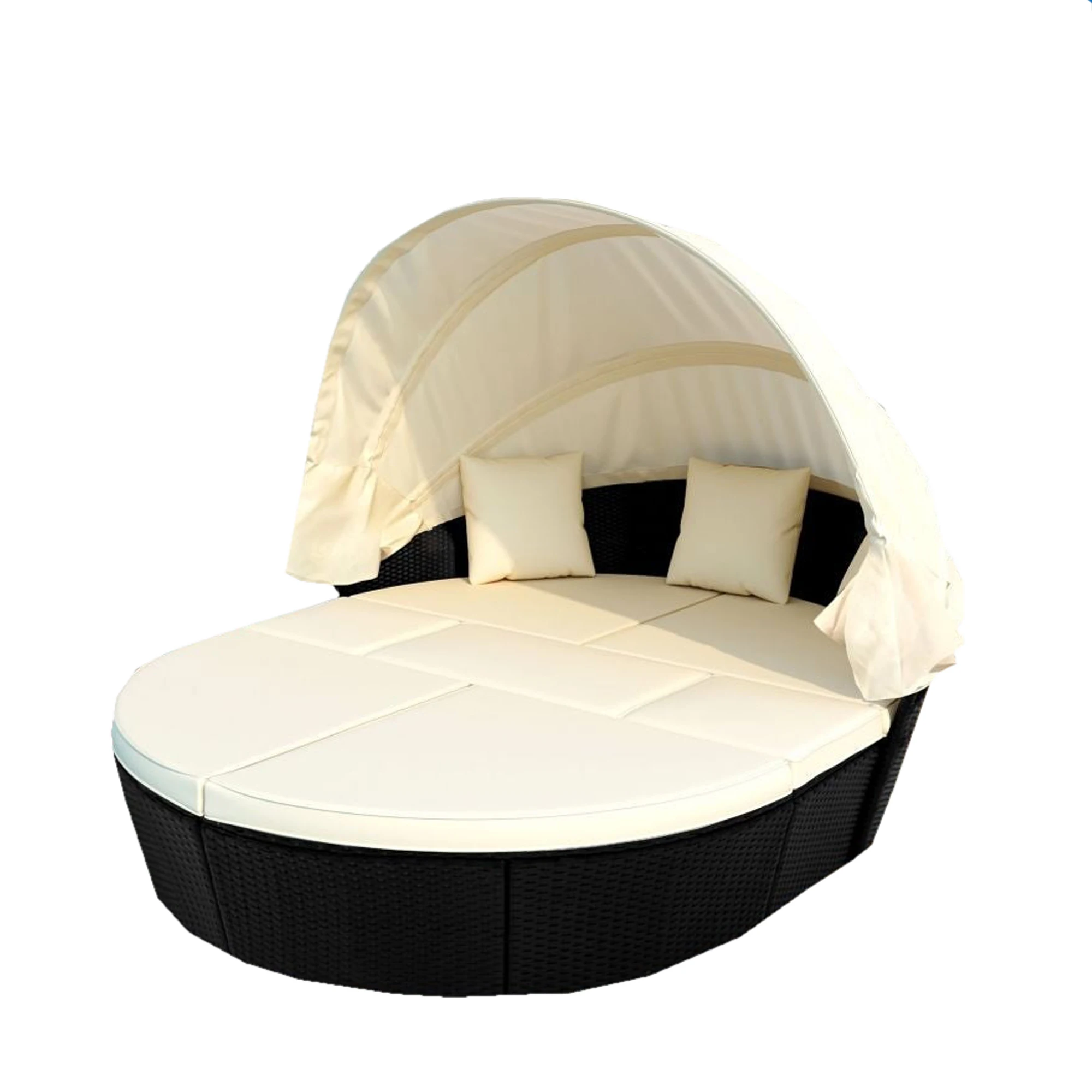 patio garden furniture rattan wicker leisure aluminium rattan outdoor garden lounger daybeds with canopy