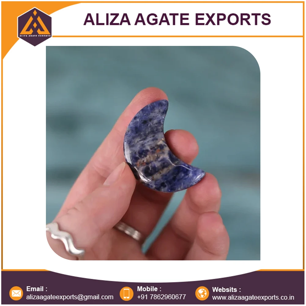 Wholesale Price Natural Crystals Carving Crafts Sodalite Small Crystal Moon And Star For Decoration And Healing