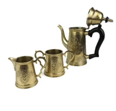 Трендовый EPNS золотой Латунный Чай Кофе Кава набор с 3 горшками Блестящий Золотой для сервировки подарков наборы на свадьбу фирменный домашний декор