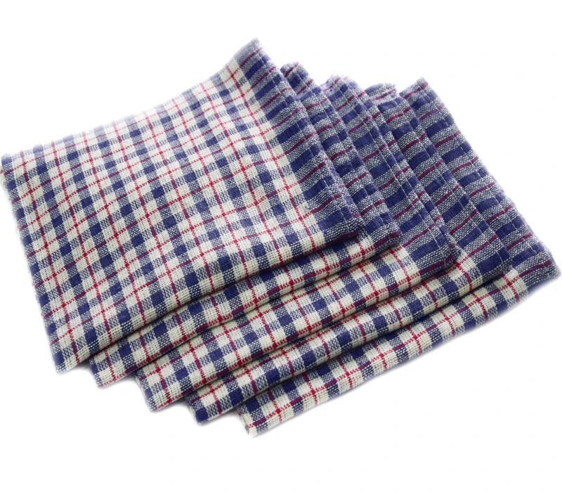 100% Cotton Mini Check Kitchen Tea Towels Super Absorbent 45x75 Cm