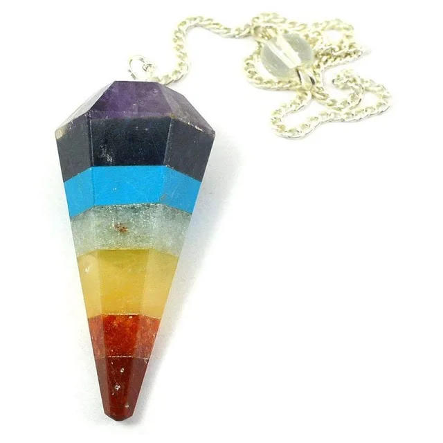 Wholesale Seven Chakra Cone Pendulums Chakra Stone Pendulum  Gemstone Chakra Pendulum For Healing Energy & Spiritual use