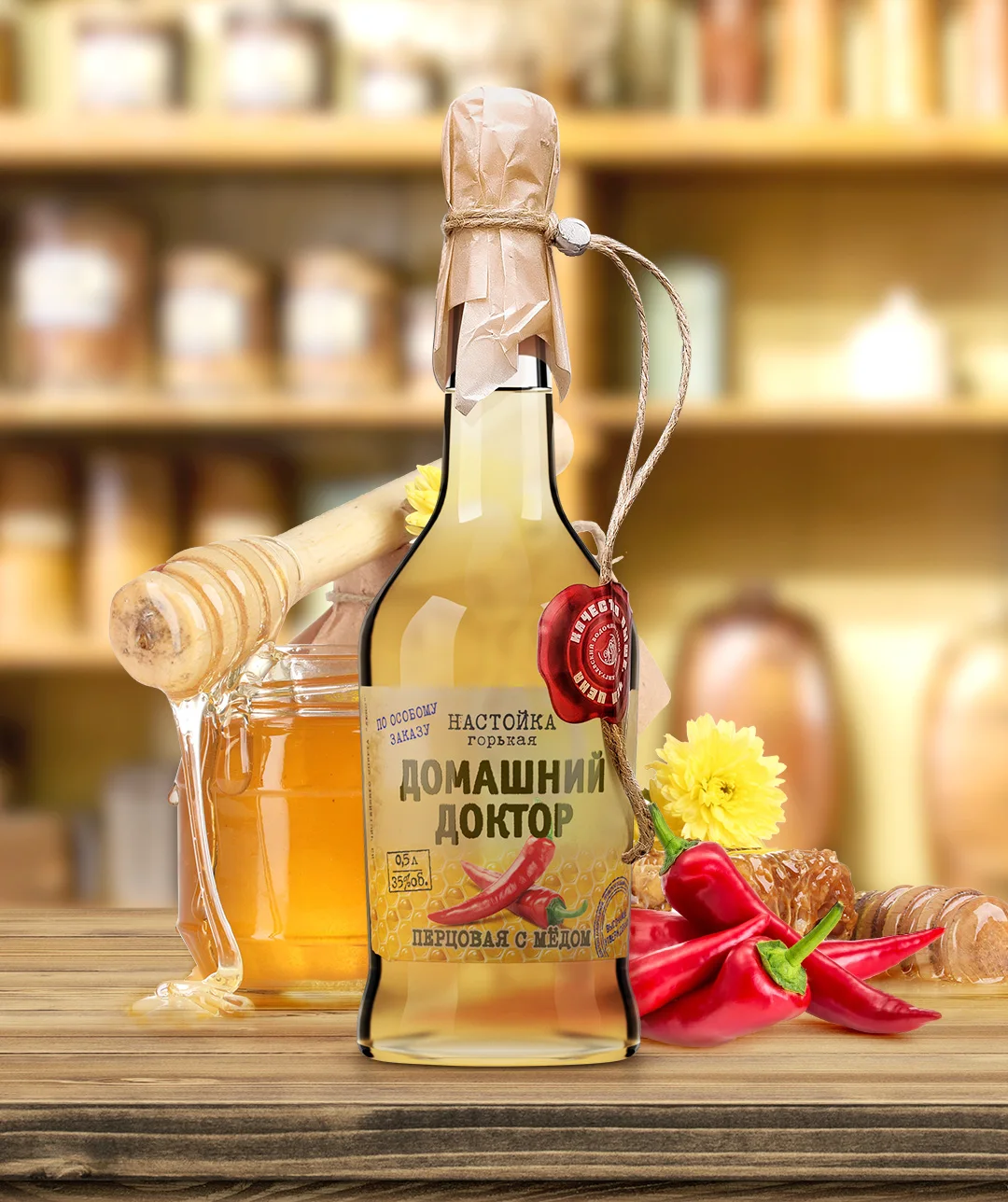 Русский натуральный (35% Альц.) Настойка для перца «Family Doctor» 500 мл без искусственных цветов и запахов
