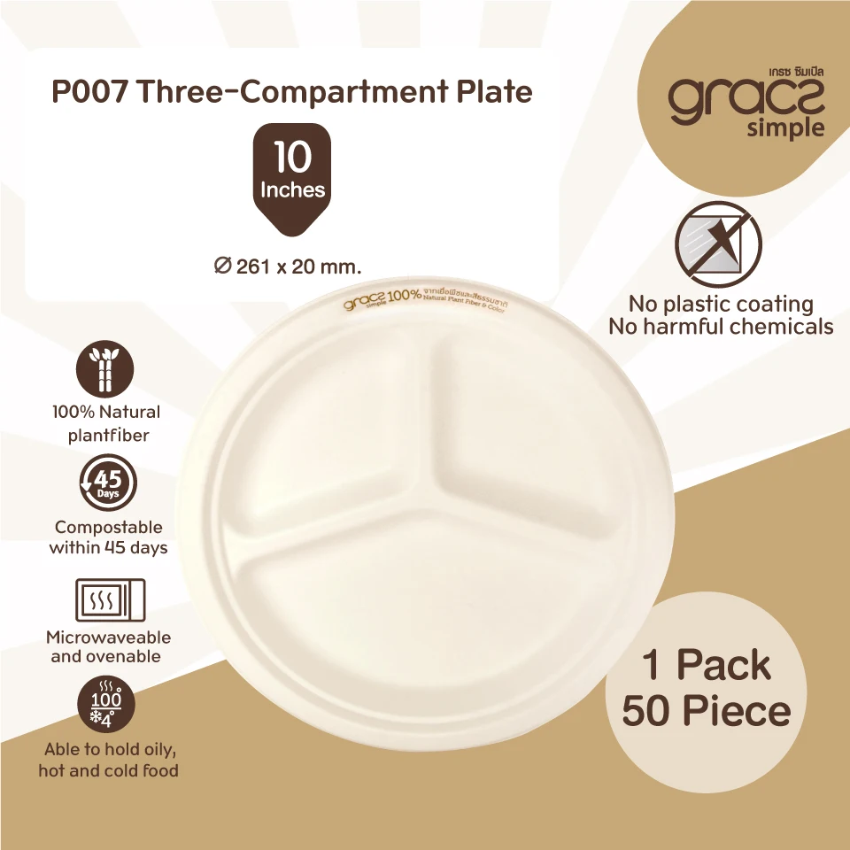 
Gracz Simple P007 Australian Plate 8 inches eco friendly packaging cup, bowl food containers Thailand 