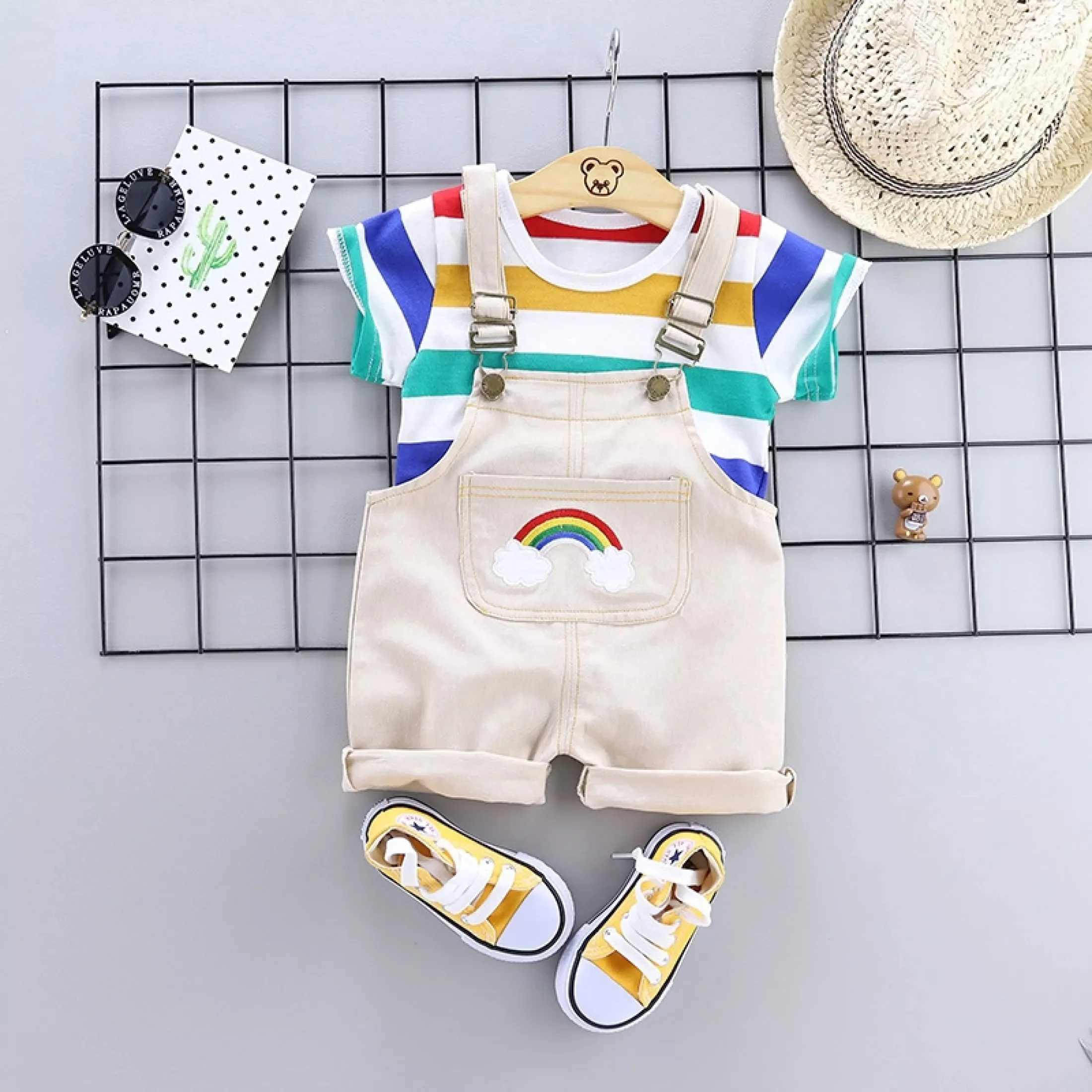 
Polyester and Cotton Colorful Denim Infants Toddlers Overalls Rompers For Autumn 
