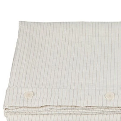 Linen DUVET COVER   king  pinstriped bedding  of white cream bedding   natural