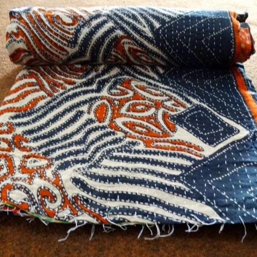  KANTHA одеяло королева хлопок винтажный плед Многофункциональный дизайн индийский ручной