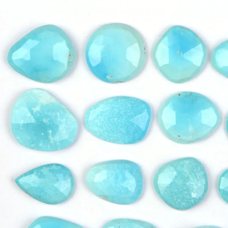 
Natural Free Size Arizona Turquoise Polki Faceted Loose Gemstone Turquoise Rose Cuts Stone 