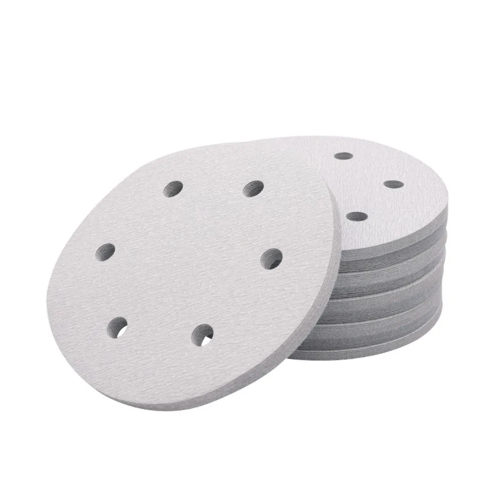 China manufacture konaflex-platinum white  6inch(150mm)with 6 dust holes hook&loop sanding disc