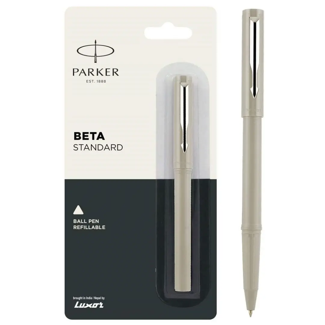 Ballpoint pens beta standard chrome trim silver color plastic body promotional custom logo writing parker pens ballpens