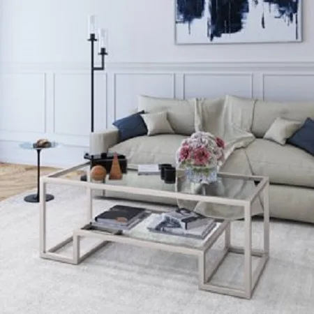 Oval Glass Top Coffee Table in Weathered Pewter Modern Design Metal Furniture Coffee Table for Living Room Latest Design 2024