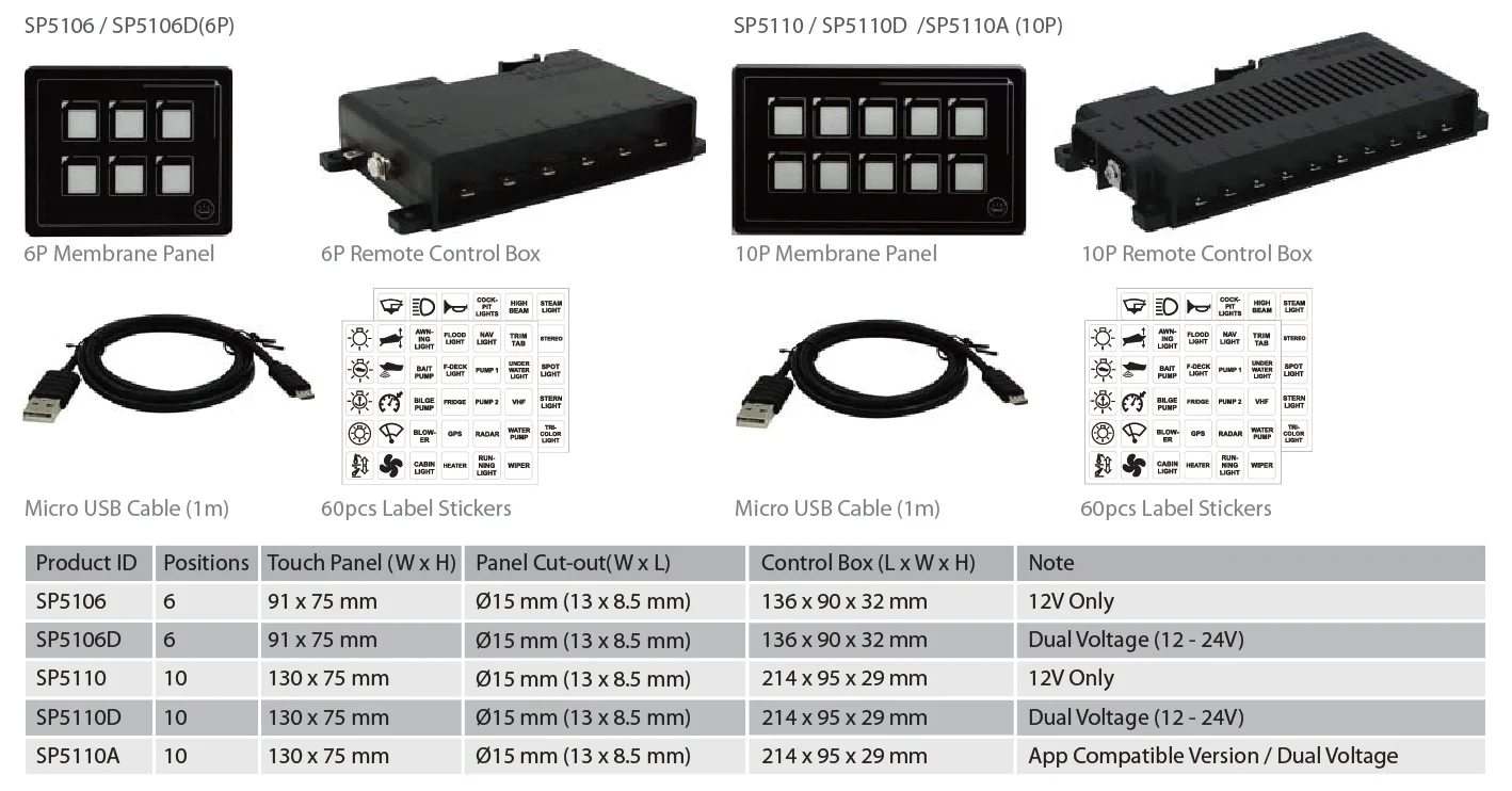  6 банда 12v Сенсорная панель