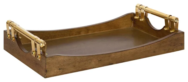 High quality wooden Tray With metal  Handles Customized Serving Tray Custom Decorative Rustic Extra Large Torched  Breakfast try