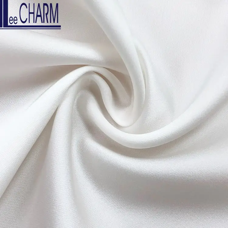 LCL004Y Taiwan 100% Polyester Soft Plain Elastic Stretch Draped Wedding Bridal Dress Charmeuse Satin Fabric