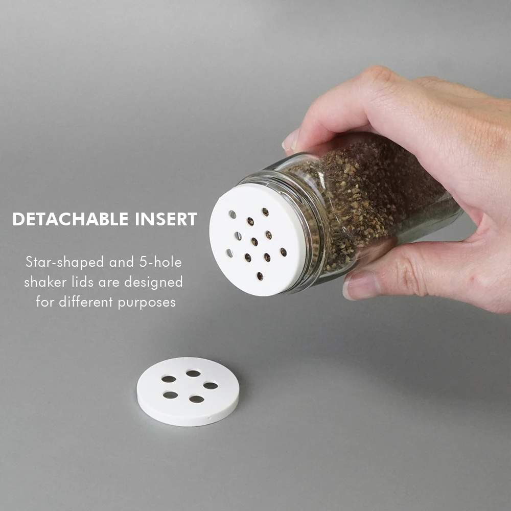 HNA Taiwan Made Stylish 4 oz Empty Square Glass Spice Jar Bottle with Gold Lid