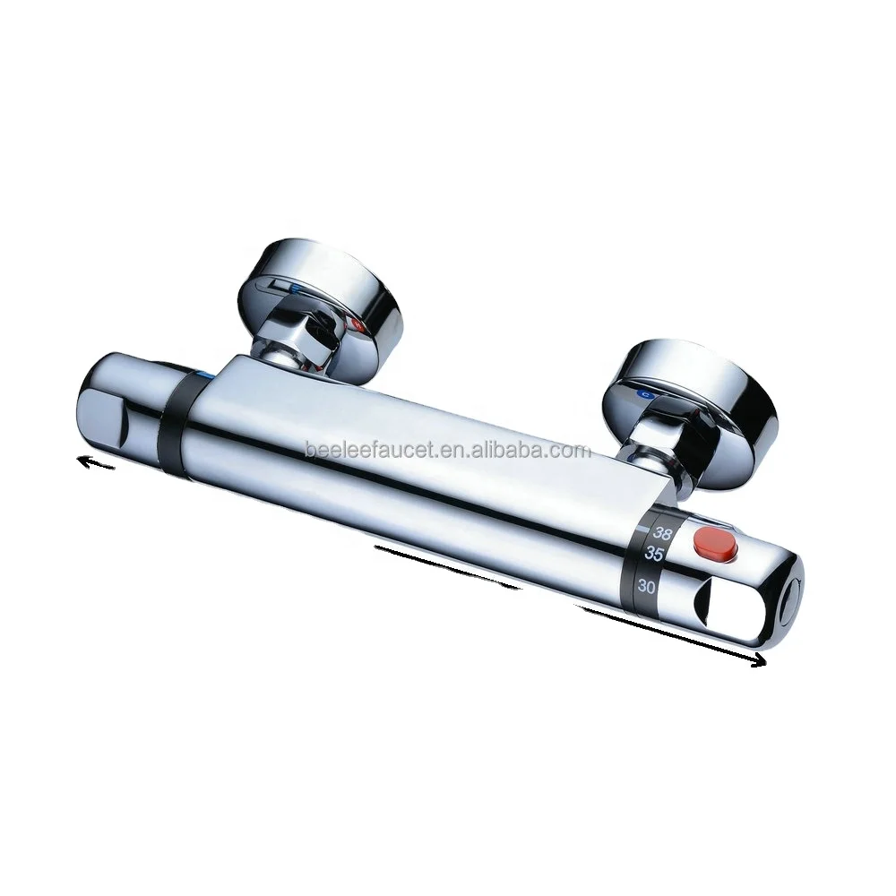 Термостатический смеситель для душа Beelee из твердой латуни и хром с двойной ручкой