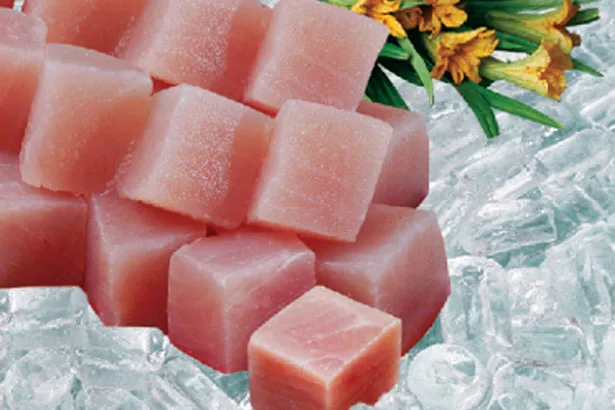CHEAP FACTORY PRICE FROZEN TUNA SAKU LOINS CHUNK TUNA STEAK CUBETUNA LON S/O INDIAN SUPPLY SEAFOOD