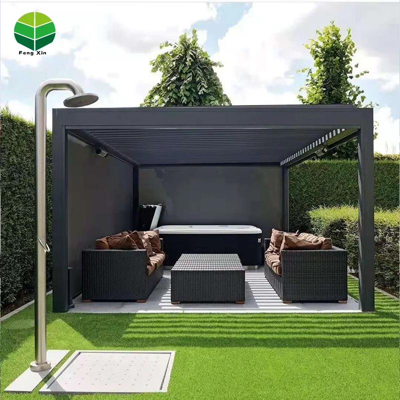 Automatic rotating shutters garden motorized metal aluminum louver pergola outdoor