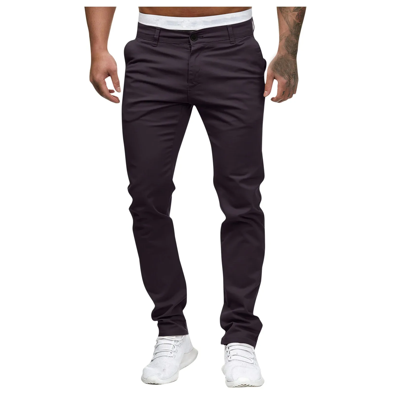 Fashion Men's Jeans Black Blue Pants Casual Mid Waist Slim Pant Solid Pocket Full Length Trousers Men winter Trouser