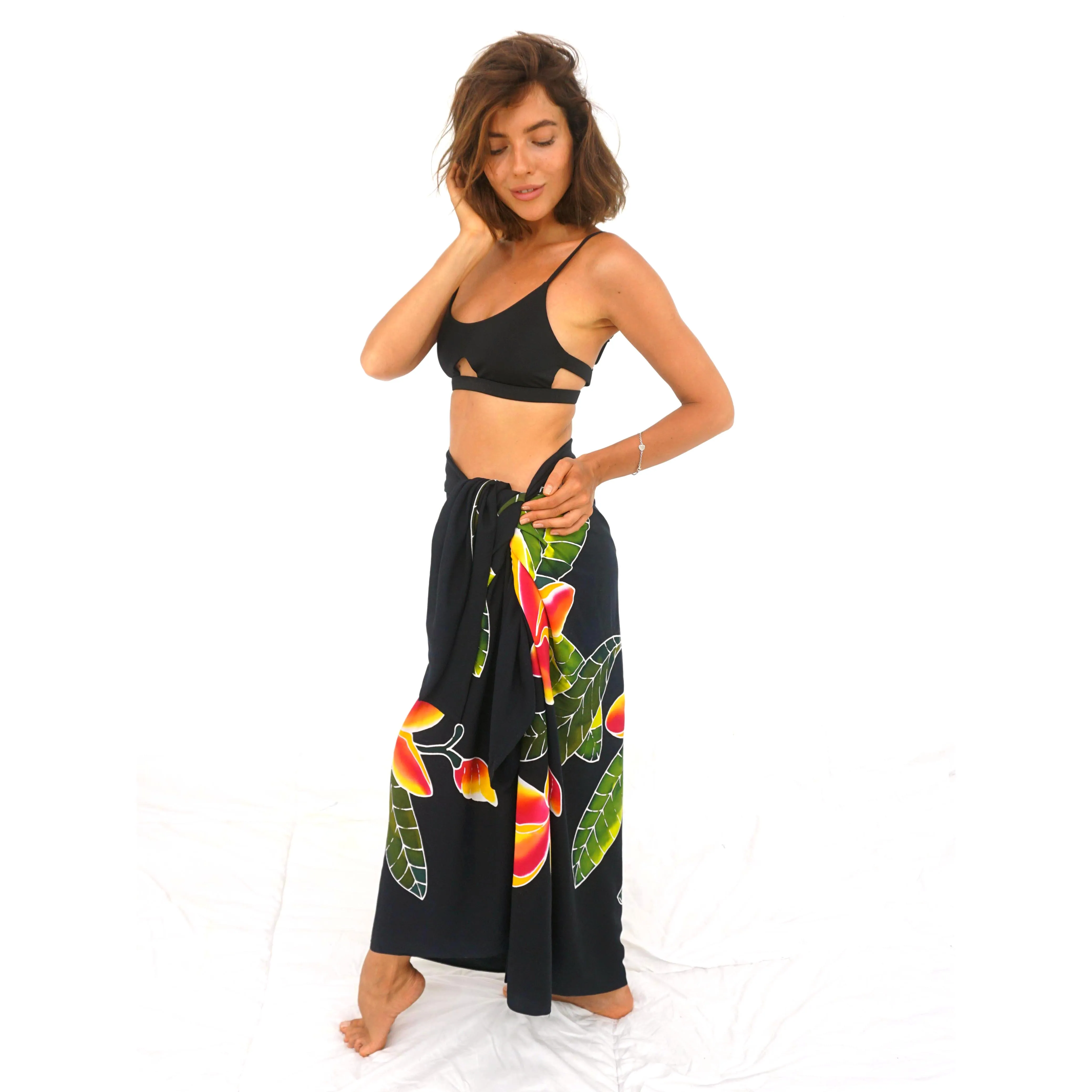 Hand Painting Hawaiian Sarongs Pareo 100% Finest Quality Rayon Custom Wholesale Beachwear Cover up HP086-002R1