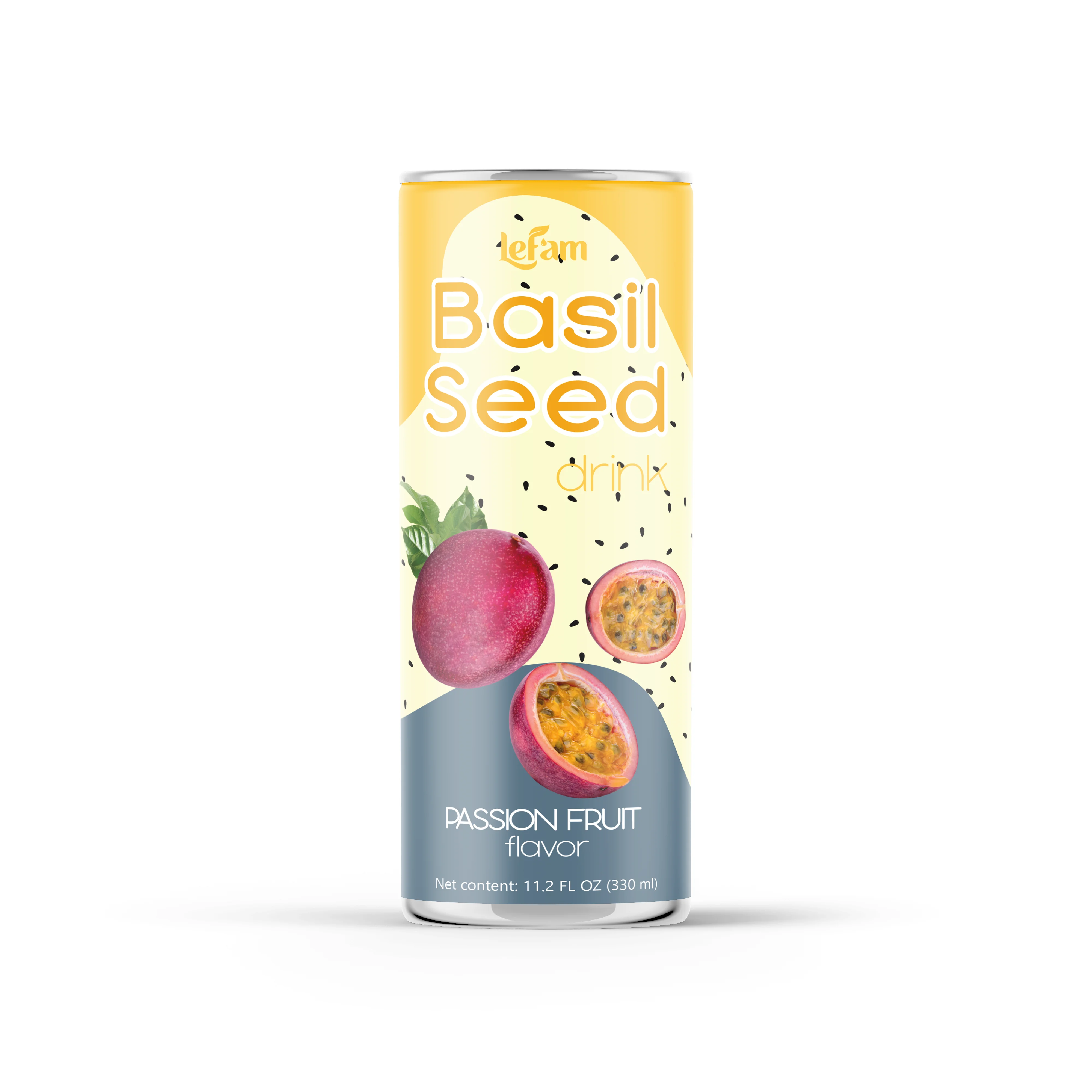 Low Carb Slim Can 330ml Lychee Flavor Basil Seed Drink Tinned Juice OEM Beverage  LEFAM Private Brand Bulk