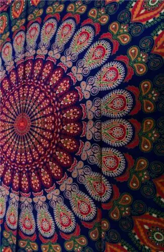 New Traditional Indian Cotton Single Tapestry Wall Hanging Purple Bohemian Bedspread Dorm Decor Mandal    Good Quality Product