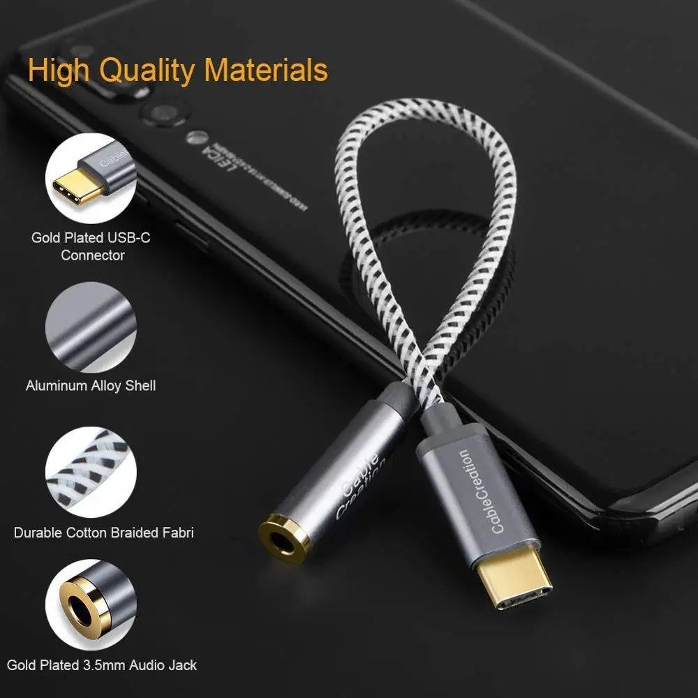 CableCreation USB TYPE C to 3.5mm Headphone Audio cable Adapter Realtek DAC Chipset USB C to 3.5mm Adapter