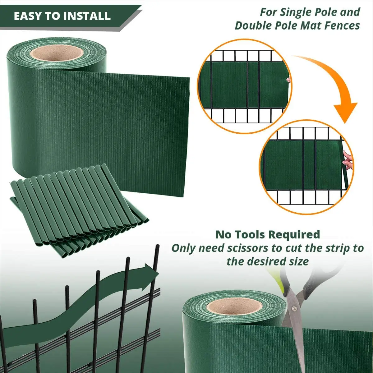 35m X 19cm Pvc Sichtschutzstreifen Sichtschutz Windschutz Zaunblende Fur Doppelstabmatten-Zaun Gartenzaun Inkl. 30 Clips Roll