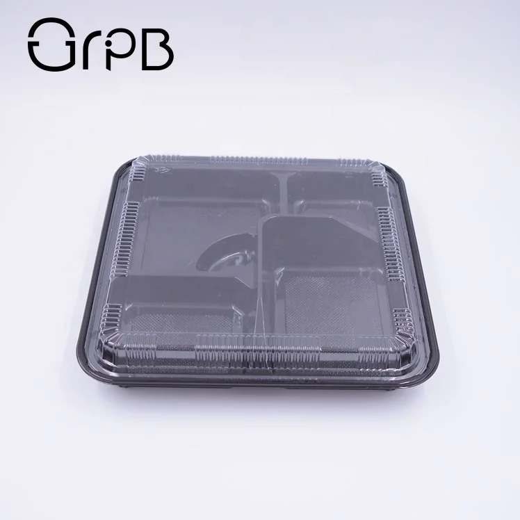 Take out plastic black bento lunch food container box