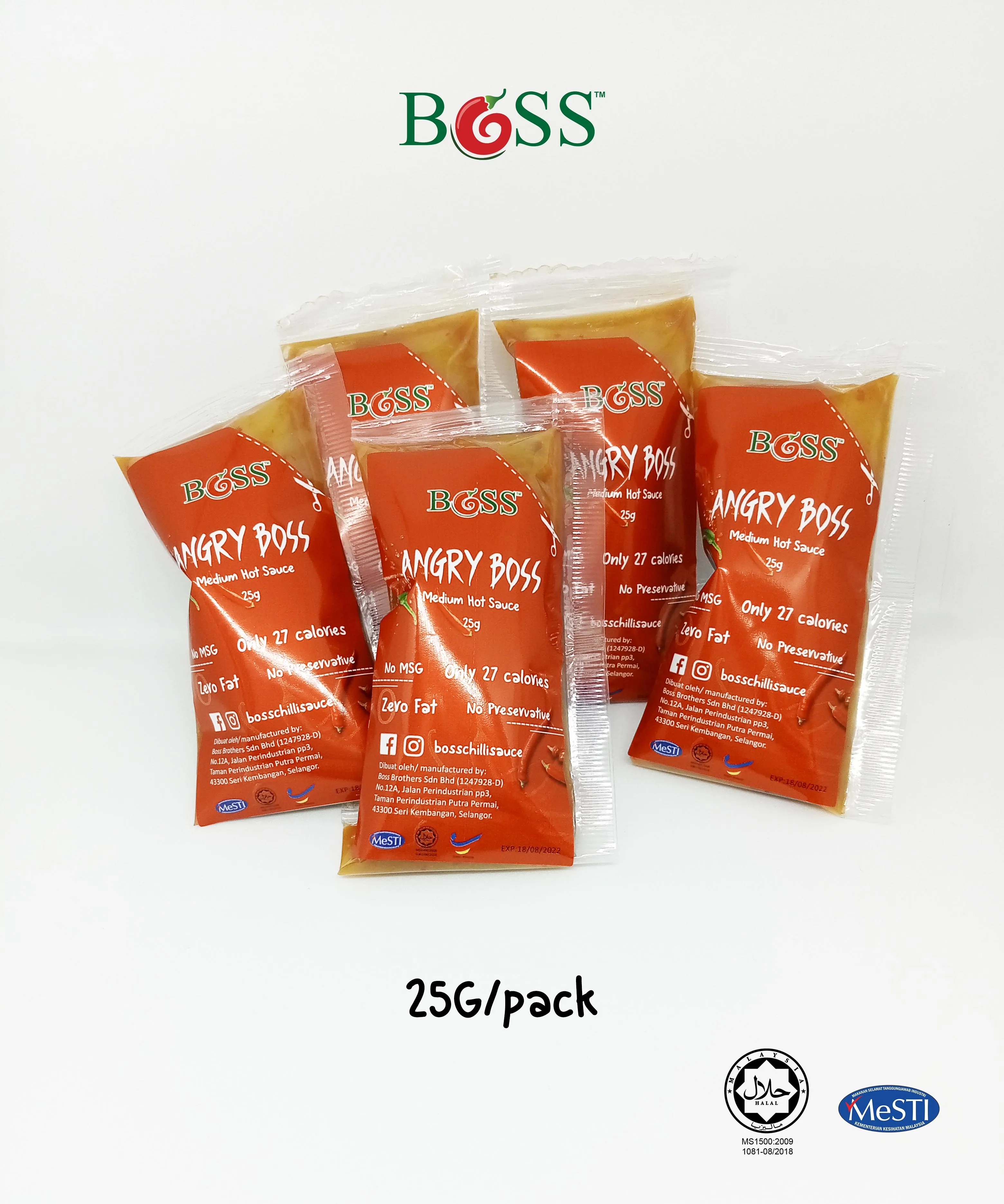 Factory manufacturing additive free 25g OEM Chili sauce company Medium Spicy and Medium Hot chili sauce for Dipping