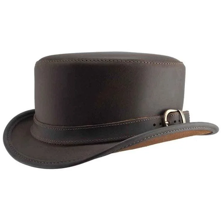 Leather Cowboy Hat Wide Brim Western Style Knight Hat for Men & Women Outdoor Cowgirl Hat Charring Edge