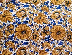 Pure Cotton Fabric Yellow Floral Indian Hand Block Printed Shrink Resistant Fabric for Home Textile at Wholesale Price