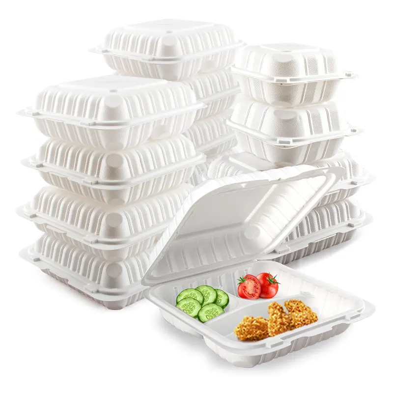 To Go Boxes Disposable Mineral Filled Disposable Lunch Box Plastic Clamshell Takeaway Containers