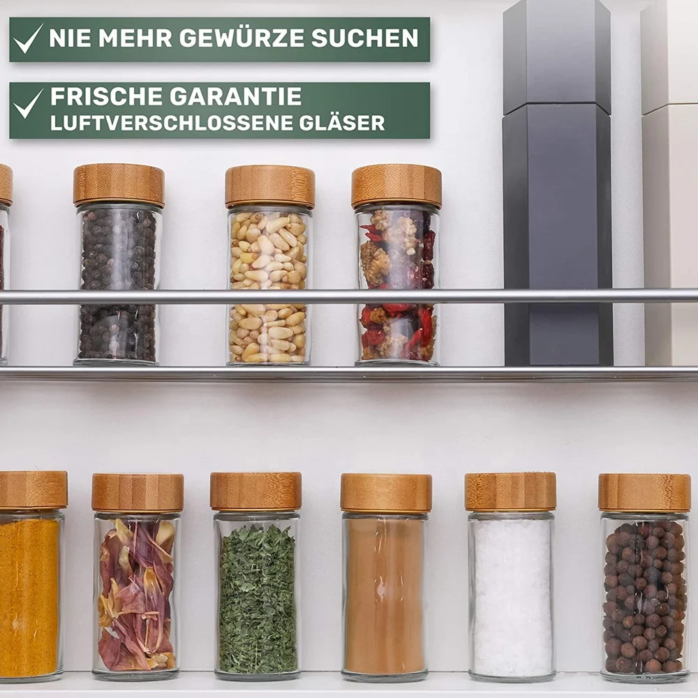 4oz 100 ml Spice Jars with Bamboo Lids with labels